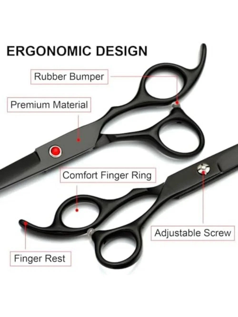 5-Piece Dog Grooming Kit - Sharp Stainless Steel Scissors & Curved Shears for